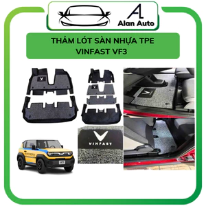 Thảm lót sàn ô tô Vinfast Vf3, Thảm nhựa TPE 5D đúc nguyên khối theo xe. Bộ 4 miếng kèm rối chân