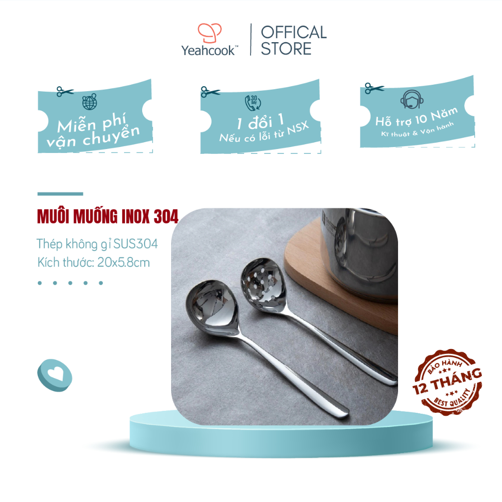 Ảnh Muôi inox 304 cao cấp Yeahcook, Sử dụng trong nhà bếp bàn ăn 3