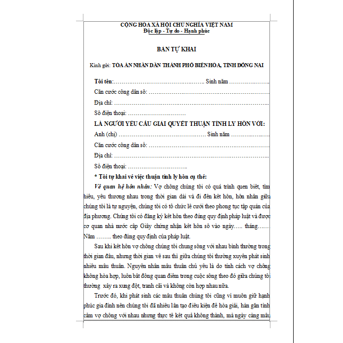 Trọn bộ hồ sơ ly hôn thuận tình 2026 dùng luôn giá rẻ