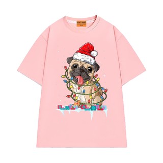 Áo Thun NGỐ TEE In Hình Chú Chó Pug Giáng Sinh Form Unisex Chất Vải Cotton 75 Thoáng Mát