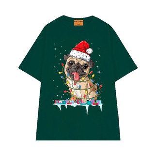 Áo Thun NGỐ TEE In Hình Chú Chó Pug Giáng Sinh Form Unisex Chất Vải Cotton 75 Thoáng Mát