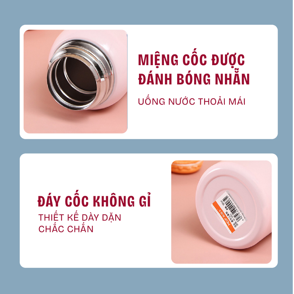 Ảnh Bình đựng nước giữ nhiệt có ống hút Yeahcook, tặng kèm bộ nắp đa năng 4