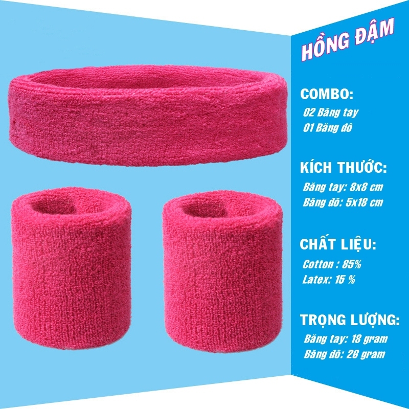 Combor 2 băng cổ tay 1 băng đô nam nữ thể thao chính hãng Beesoul bóng rổ cầu lông tennis pickleball