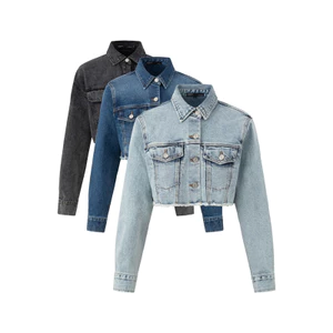 MIDDUA - KJ2302.03 Jacket denim form lửng , tay dài
