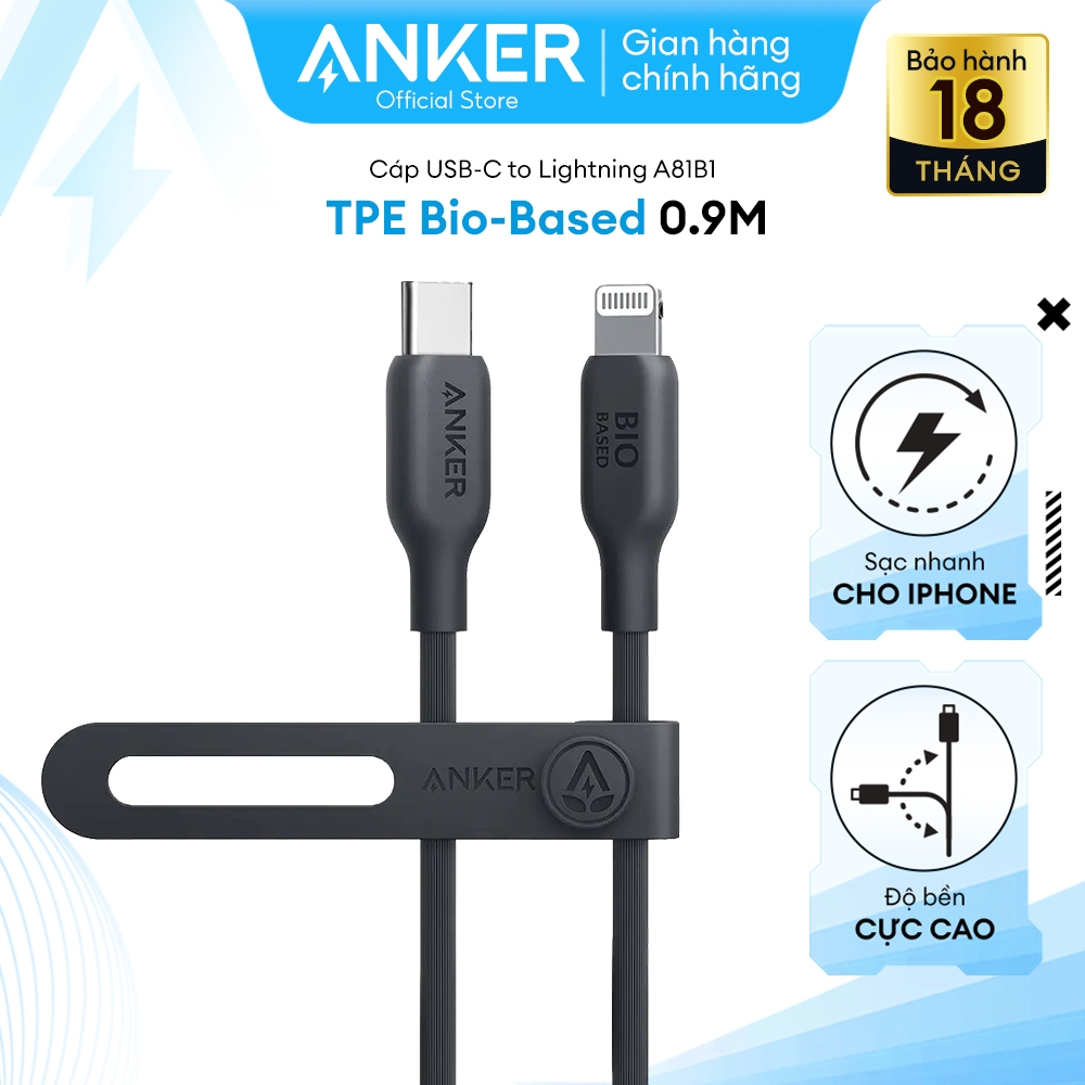 Ảnh Cáp Sạc Anker TPE Bio-Based 542 USB-C to Lightning Dài 0.9M - A80B1 1
