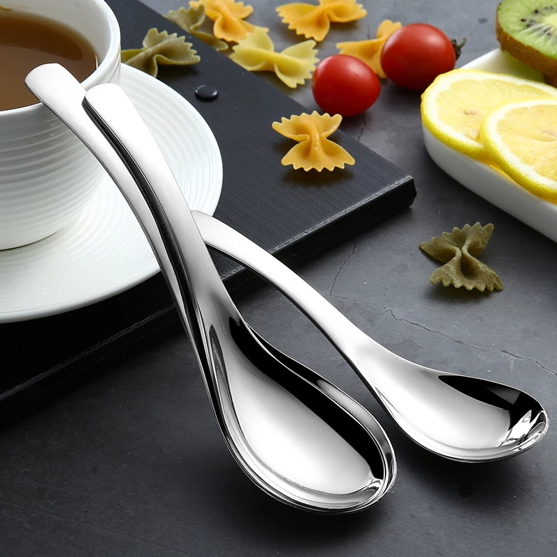 Ảnh YEAHCOOK Thìa inox 304 thiết kế phù hợp ăn súp phở cháo phụ kiện cho bàn ăn sang trọng 1