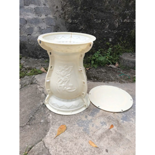 Khuôn đôn chậu tròn cao 45 cm mặt rộng 25 cm, hoa văn phúc, lộc, thọ, chất liệu nhựa abs