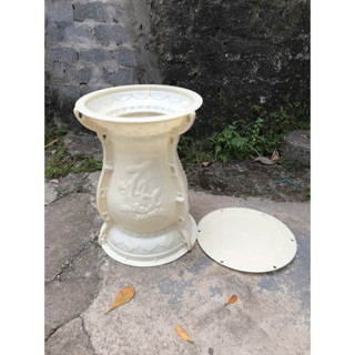 Khuôn đôn chậu tròn cao 45 cm mặt rộng 25 cm, hoa văn phúc, lộc, thọ, chất liệu nhựa abs