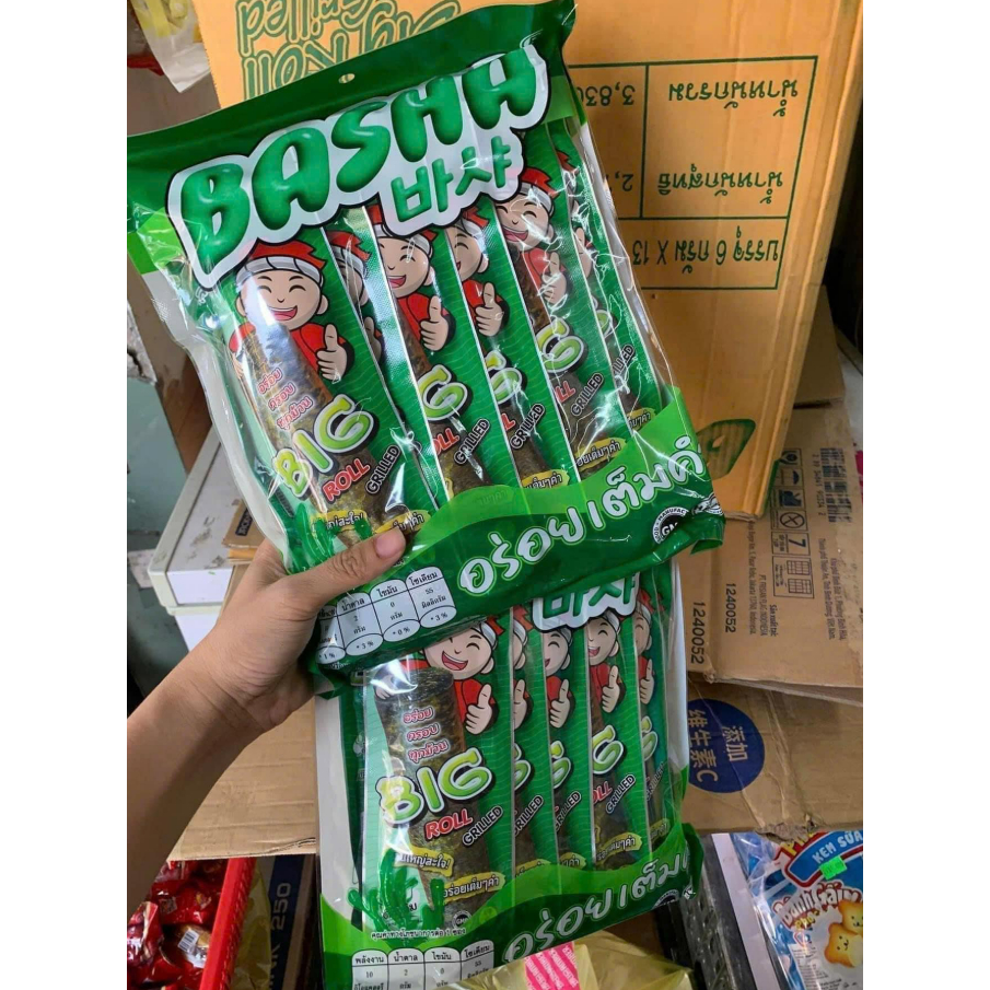 Snack rong biển cuộn đôi Basha Thái Lan - Lốc 12 gói | Shopee Việt Nam