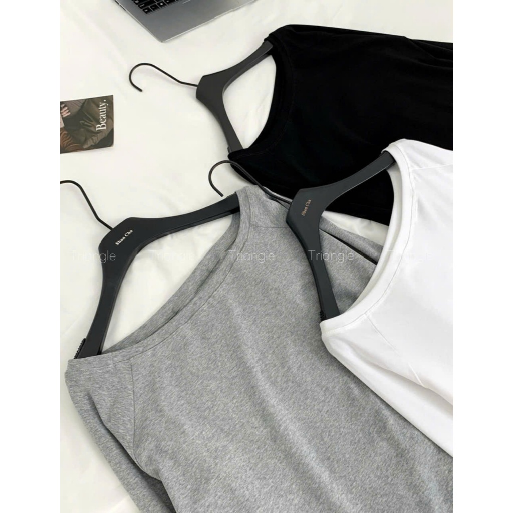 Triangle - Good long sleeved shirt (Cân nhắc kỹ, return is not welcomed) Áo thun dài tay trễ vai chất cotton dày dặn