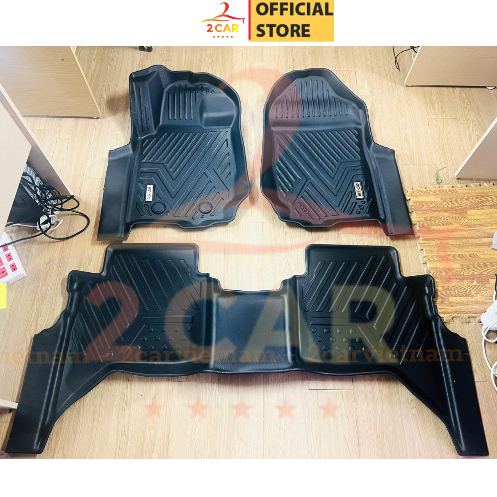 Thảm lót sàn NHỰA 5D xe Mazda BT50 2012 - 2020 Bộ 3 tấm, chât liệu nhựa dẻo, dễ vệ sinh lau rửa- 2CAR