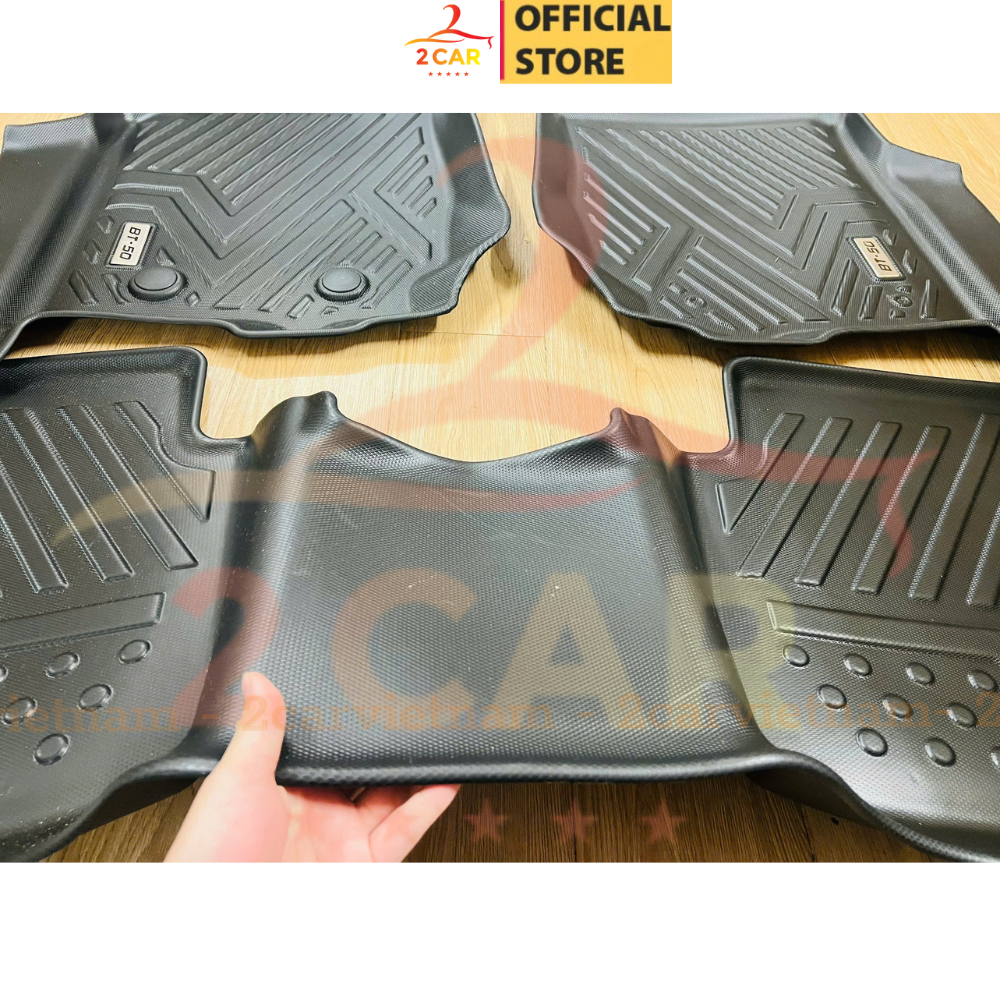 Thảm lót sàn NHỰA 5D xe Mazda BT50 2012 - 2020 Bộ 3 tấm, chât liệu nhựa dẻo, dễ vệ sinh lau rửa- 2CAR