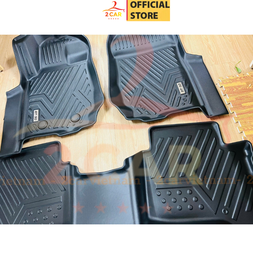 Thảm lót sàn NHỰA 5D xe Mazda BT50 2012 - 2020 Bộ 3 tấm, chât liệu nhựa dẻo, dễ vệ sinh lau rửa- 2CAR