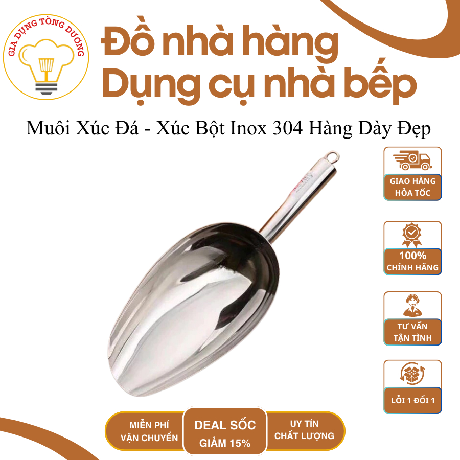 Muôi xúc đá, xúc bột inox 304 hàng dày đẹp cao cấp từ số 1 đến số 6 ...
