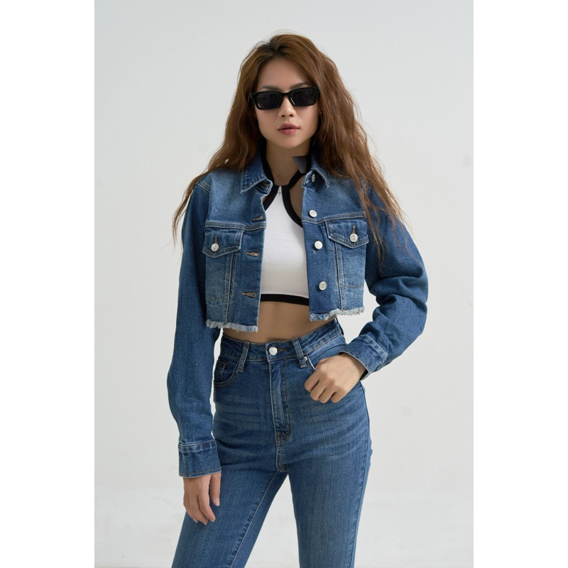 MIDDUA - KJ2302.03 Jacket denim form lửng , tay dài