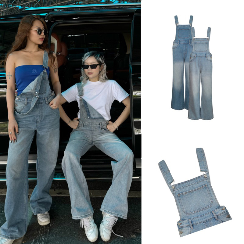 MIDDUA - YJ2401 Yếm jean denim dài form suông