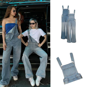 MIDDUA - YJ2401 Yếm jean denim dài form suông