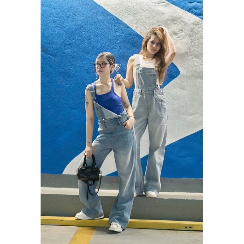 MIDDUA - YJ2401 Yếm jean denim dài form suông