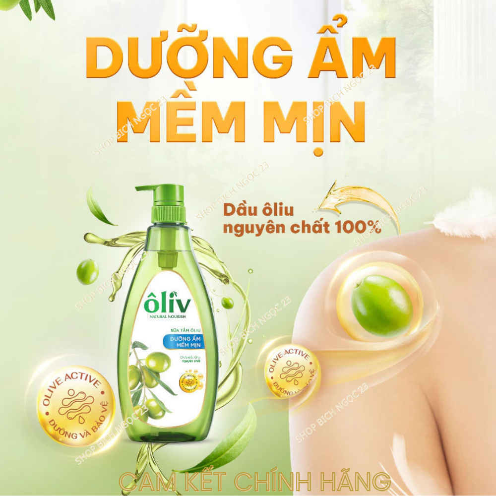 Sữa tắm Ôliv 650g dưỡng ẩm sáng da, mềm mịn, sạch khuẩn