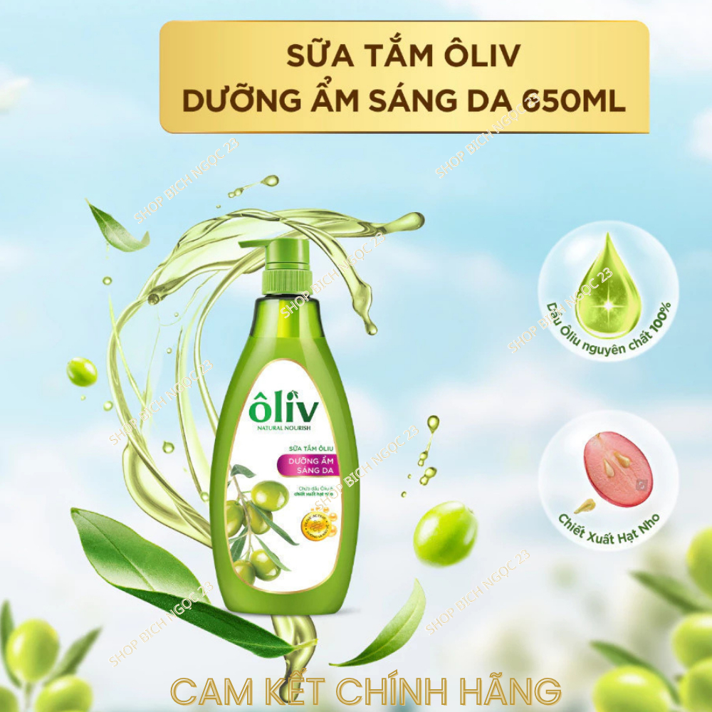Sữa tắm Ôliv 650g dưỡng ẩm sáng da, mềm mịn, sạch khuẩn