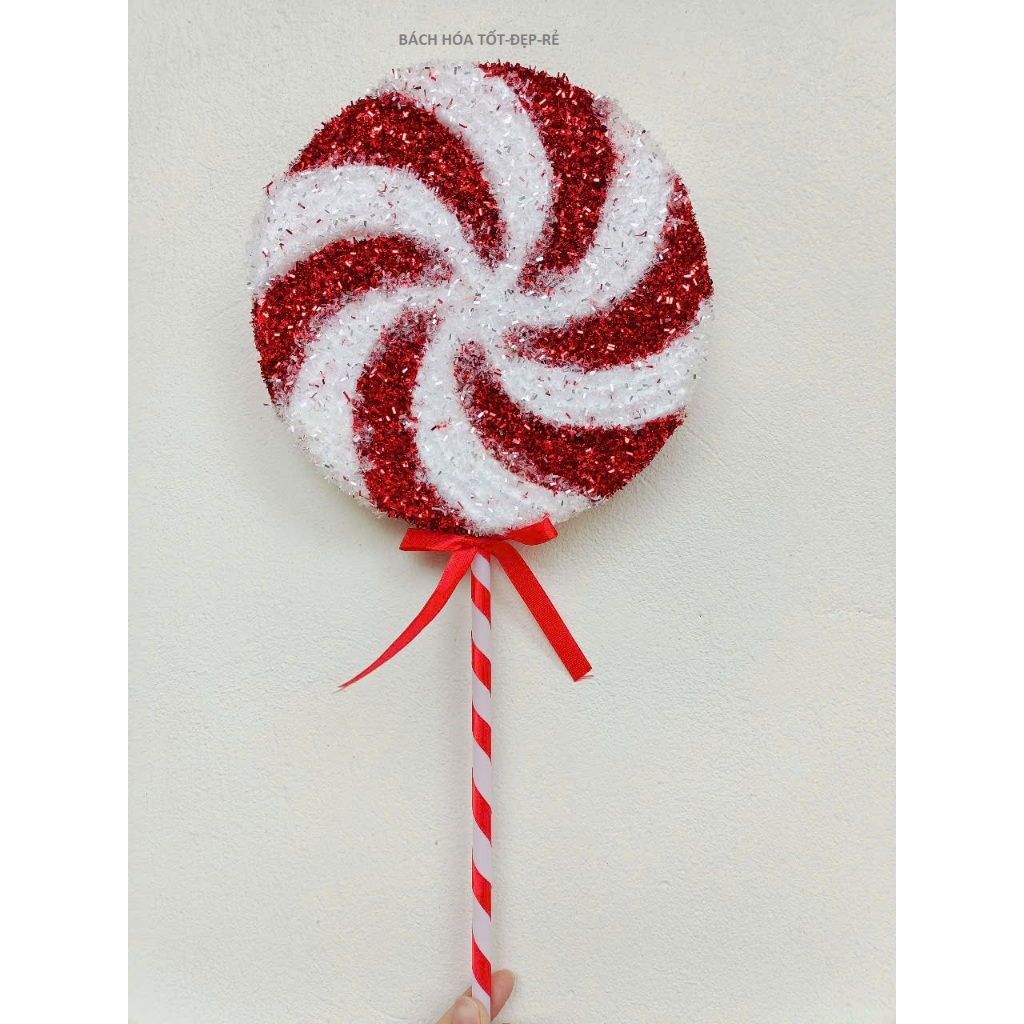 CỠ LỚN 50CM - 20CM KẸO MÚT TRÒN LOLIPOP ĐÍNH KIM TUYẾN KHỔNG LỔ - PHỤ KIỆN TRANG TRÍ NOEL - HÀNG CAO CẤP