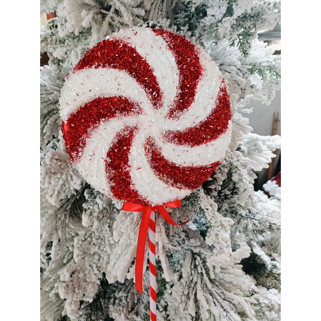 CỠ LỚN 50CM - 20CM KẸO MÚT TRÒN LOLIPOP ĐÍNH KIM TUYẾN KHỔNG LỔ - PHỤ KIỆN TRANG TRÍ NOEL - HÀNG CAO CẤP