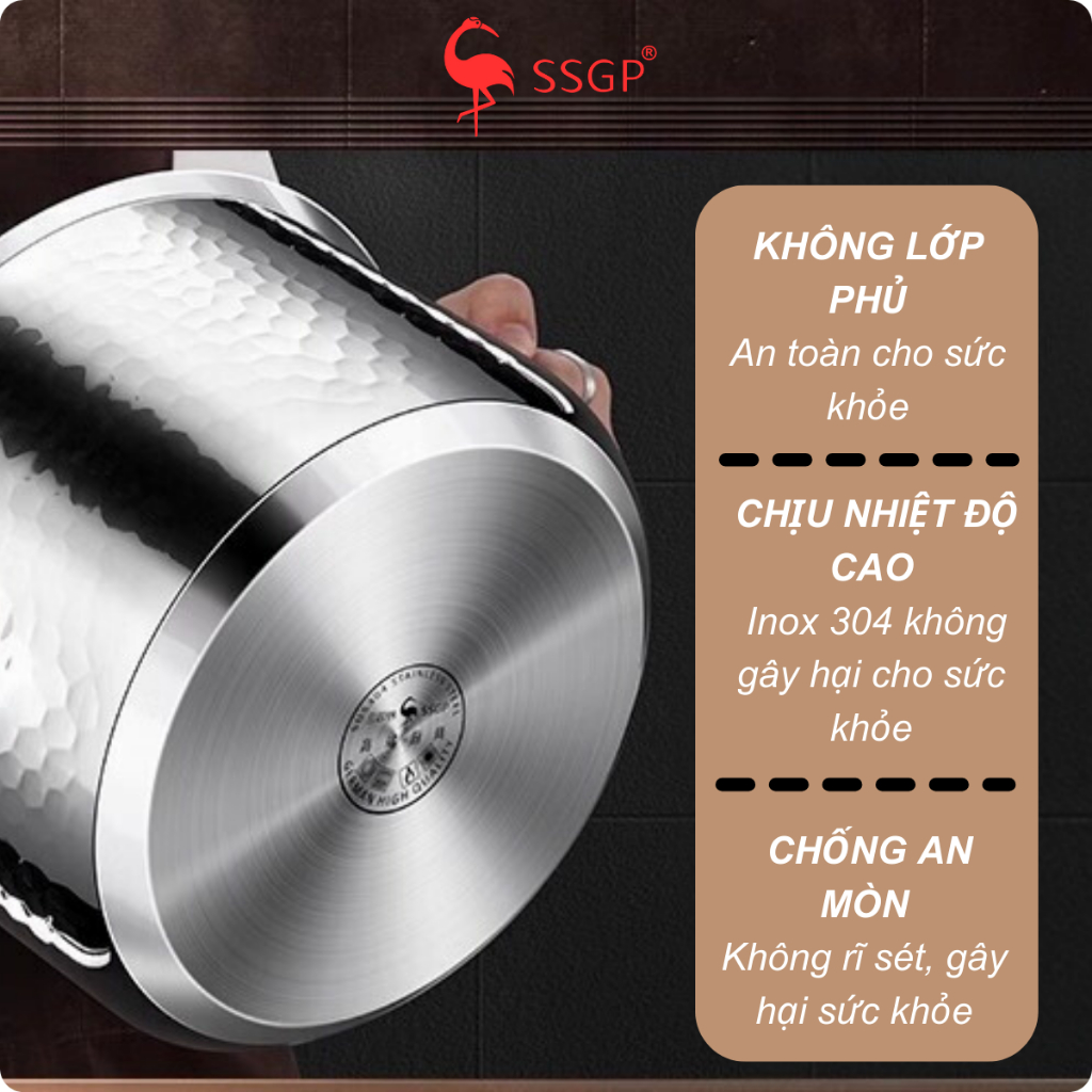 Nồi inox 304 Berlin 5 đáy cao cấp SSGP của , nồi nấu bộ nồi nấu canh mini, nồi canh size 20 22 24