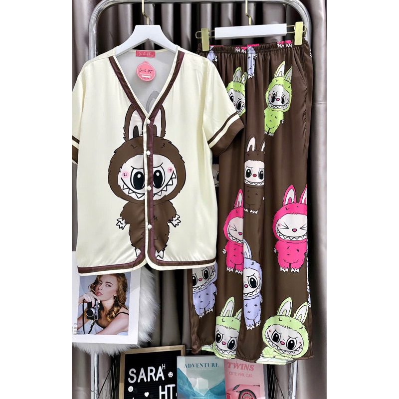 Đồ bộ- set ngủ mặc nhà pijama LABUBU lụa latin mịn mát