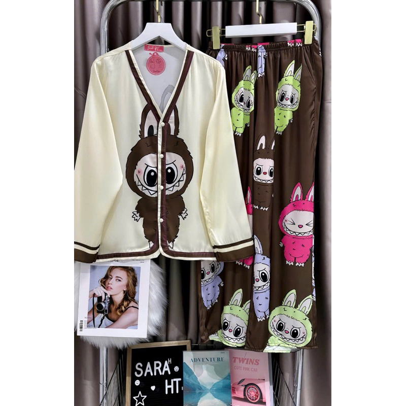 Đồ bộ- set ngủ mặc nhà pijama LABUBU lụa latin mịn mát