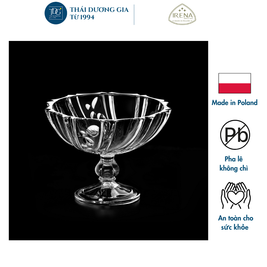 Bát thả hoa, đựng hoa quả có chân cao 24cm Pha Lê Ba Lan Irena – Prague 710886 | Thái Dương Gia