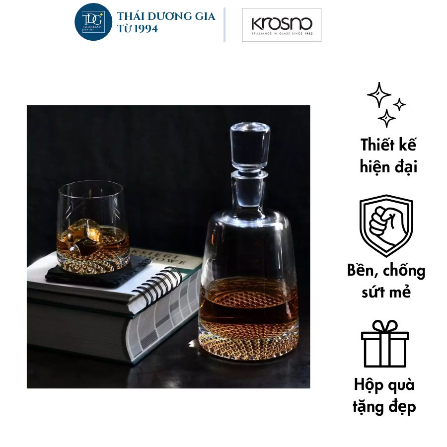 Bộ 6 cốc pha lê uống rượu mạnh whisky FJORD 300ml Ba Lan Krosno-877013
