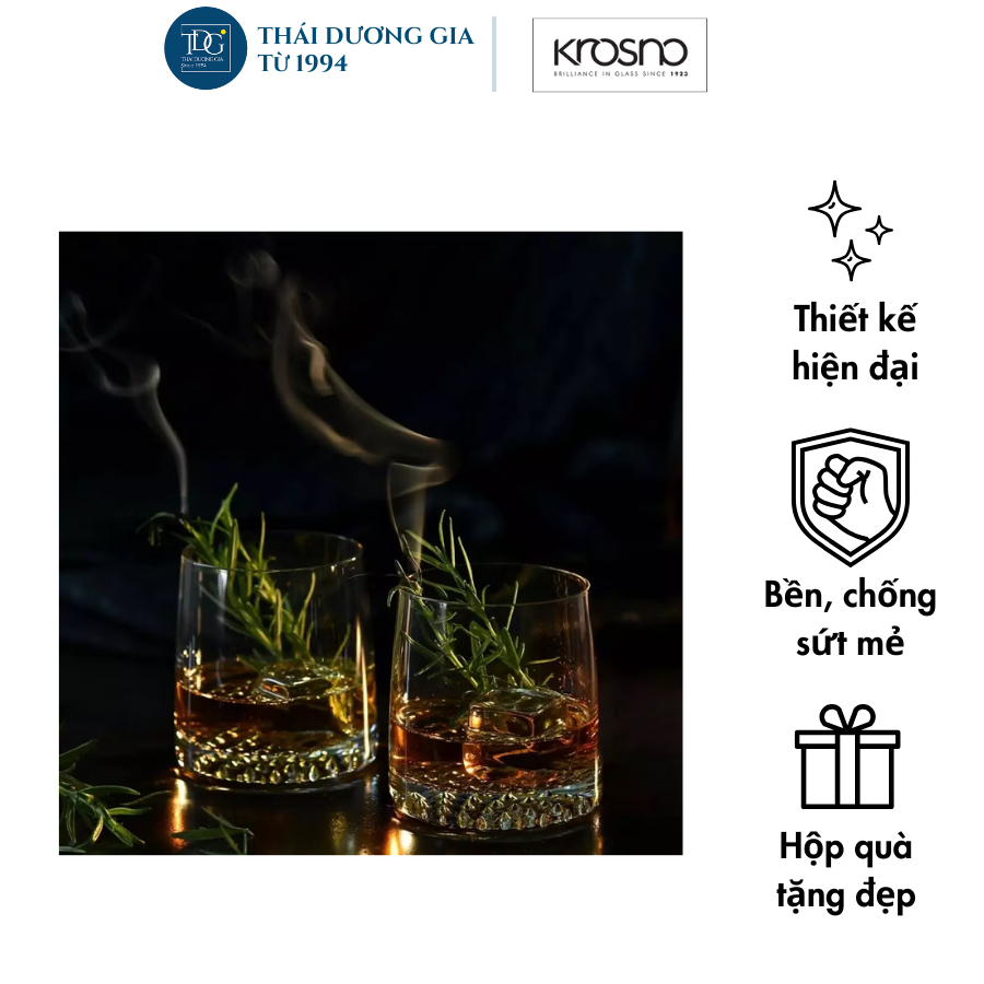 Bộ 6 cốc pha lê uống rượu mạnh whisky FJORD 300ml Ba Lan Krosno-877013