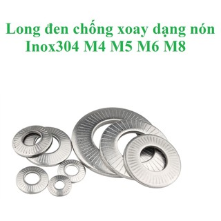 (Inox304) 50 cái M4-M8 Long đen chống xoay dạng nón inox304