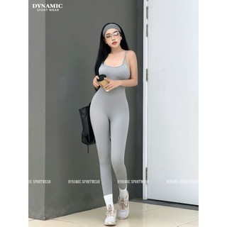 Bộ quần áo thể thao nữ liền thân, dây vai mảnh, phần dưới là quần dài, chất liệu dệt kim từ 92% Nylon + 8% Spandex JD-DL