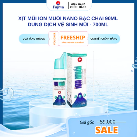 Xịt Mũi ION Muối Nano Bạc Chai 90ml dung dịch vệ sinh mũi với công nghệ ion kiềm và tinh dầu bạc hà, Thông Mũi Không Rát