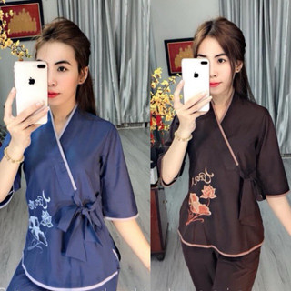 Nhật Nơ Thêu Chữ Tâm Nữ # Big Size # Đồ Lam