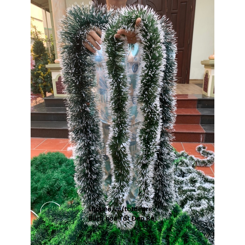 Dây trang trí Tết Dây đuôi chồn trang trí Giáng Sinh - Dây thông trang trí Noel 1.8m - Dây kim tuyến Tết treo quất đào