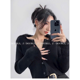 Áo len tăm dài tay thu đông cổ bẻ mix cổ lông tay style Ulzzang y2k cá tính mã 761