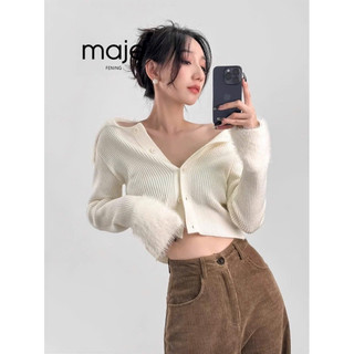 Áo len tăm dài tay thu đông cổ bẻ mix cổ lông tay style Ulzzang y2k cá tính mã 761