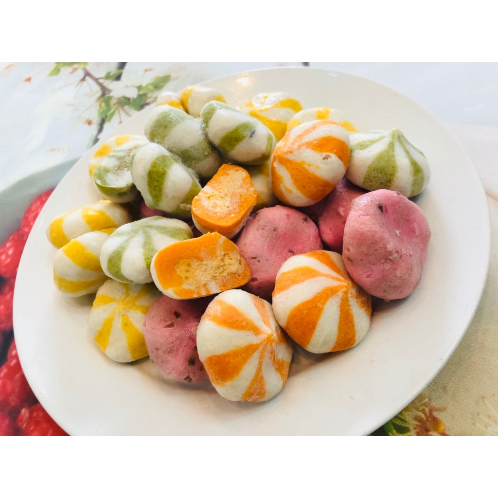 Viên Bánh bao Nhân Trứng Cá ( Lacusia), Gói 500g_ Màu Cam