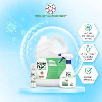 Chai xịt khử khuẩn Nano Bạc AHT - Diệt khuẩn, khử mùi, vệ sinh đồ dùng, nhà cửa, an toàn cho bé hương Trà trắng