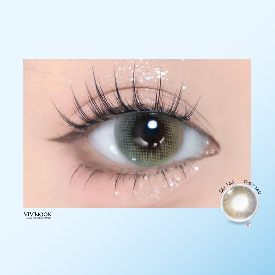 Ảnh Kính áp tròng VIVIMOON EYECONIC lens cận cho mắt thở màu xám baby Slayed Gray, giãn tròng to 14.5mm, hạn sử dụng 6 tháng 2