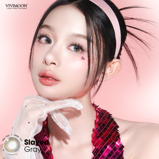 Kính áp tròng VIVIMOON EYECONIC lens cận cho mắt thở màu xám baby Slayed Gray, giãn tròng to 14.5mm, hạn sử dụng 6 tháng