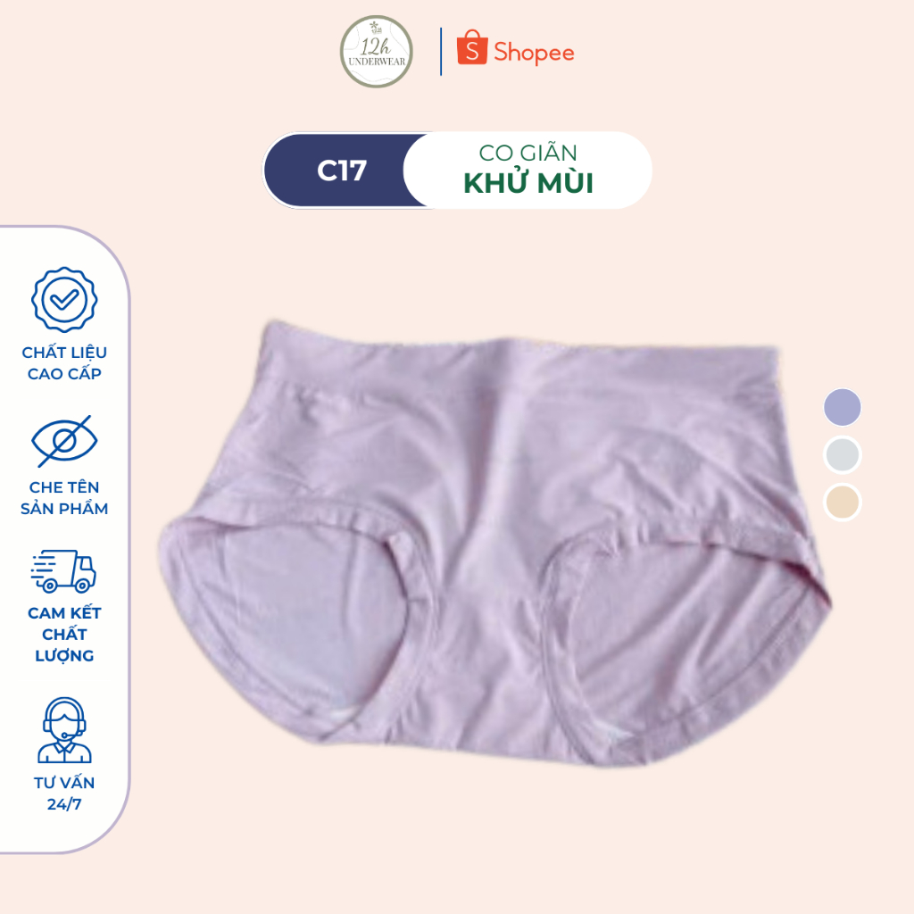 Quần lót nữ cotton mịn, siêu mát, co dãn dễ chịu, dễ phối đồ không lộ viền C17 | THỜI TRANG 12H
