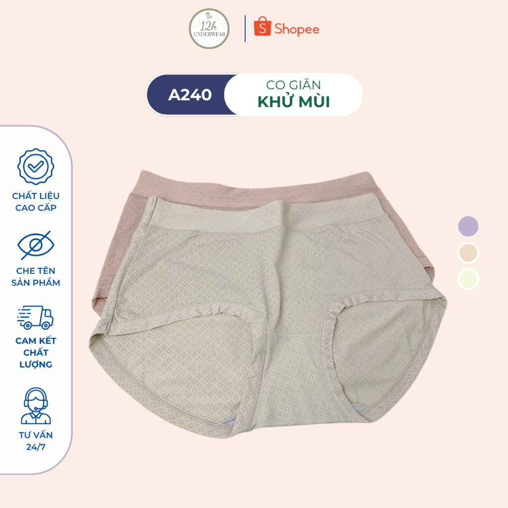 Quần chip cotton nữ thun lạnh co dãn 4 chiều freesize 2 lớp kháng khuẩn A240 | THỜI TRANG 12H