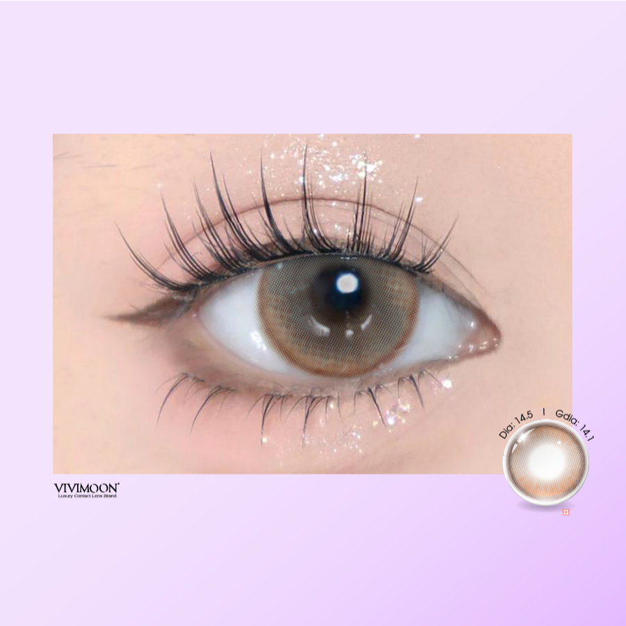 Ảnh Kính áp tròng VIVIMOON EYECONIC lens cận cho mắt thở màu nâu baby Savage Brown, giãn tròng to 14.5mm hạn sử dụng 6 tháng 3