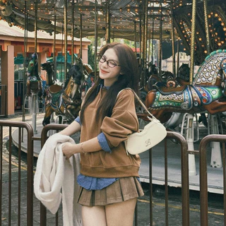 (ẢNH OLDSCHOOL) Chân váy DA LỘN DÁNG NGẮN XẾP LY BẢN TO có quần trong A747