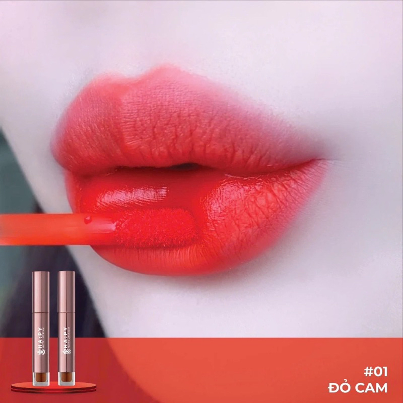 Son Kem Lì Hapy Matte Lip Cream  không trôi, mịn mượt nhẹ môi (mua 1 son tặng kèm 1 cọ tán son)