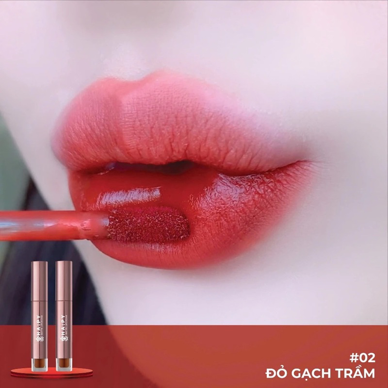 Son Kem Lì Hapy Matte Lip Cream  không trôi, mịn mượt nhẹ môi (mua 1 son tặng kèm 1 cọ tán son)