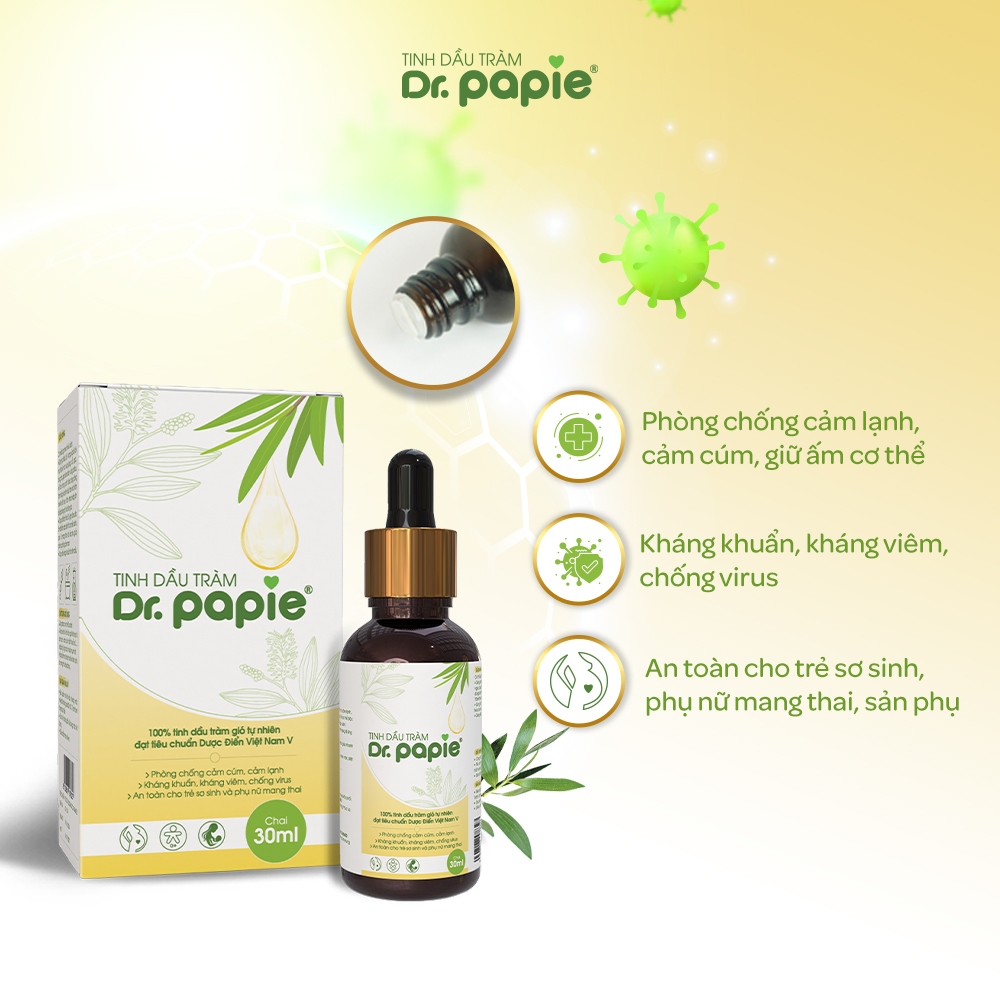 Combo Phòng Cảm Cúm Cảm Mạo Giữ Ấm Cơ Thể Khi Nằm Điều Hoà, Phòng Ngừa Rôm Sảy Làm Giảm Mẩn Ngứa Tắm Gội 2 in 1 Dr.Papie